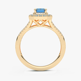 Złoty pierścionek z niebieskim topazem i brylantami, elegancki i stylowy design od Venetia Jewels
