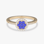 Elegancki pierścionek z szafirem i diamentami od Venetia Jewels w złotej oprawie