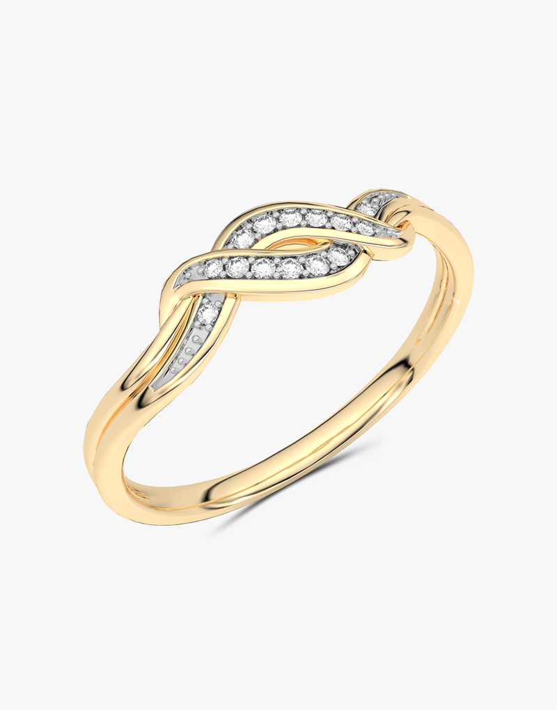 Spleciony pierścionek z brylantami od Venetia Jewels w złotej oprawie, elegancki i stylowy