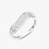 Elegancki pierścionek z brylantami 14k o nowoczesnym wzornictwie z delikatnymi falami