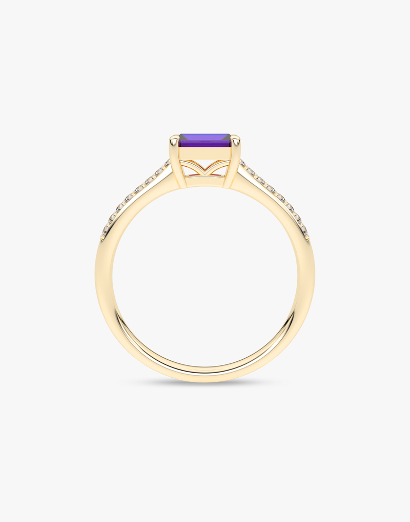 Pierścionek vintage z tanzanitem i brylantami z żółtego złota, elegancka biżuteria dla koneserów