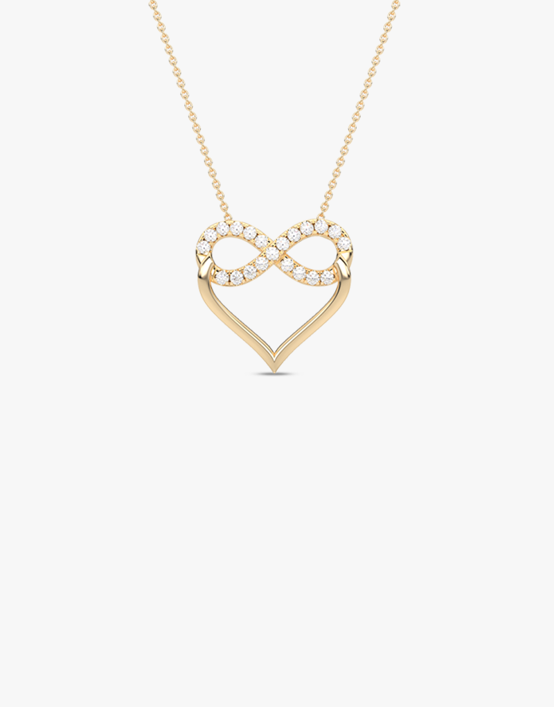 Wisiorek serce nieskończoność złoto z błyszczącymi kamieniami, idealny na prezent