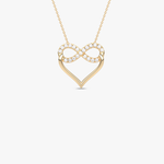 Wisiorek serce nieskończoność złoto z błyszczącymi kamieniami, idealny na prezent