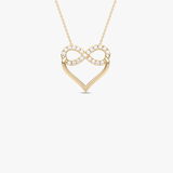 Wisiorek serce nieskończoność złoto z błyszczącymi kamieniami, idealny na prezent