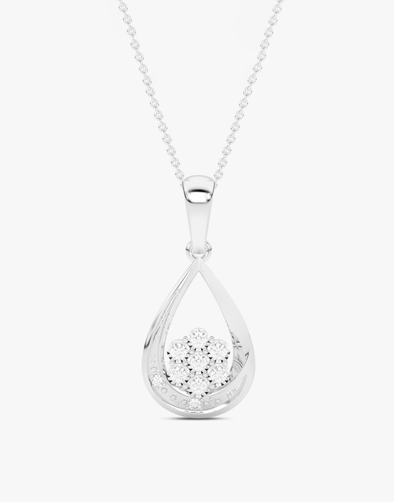 Wisiorek z brylantami łezka w srebrnej oprawie z subtelnym wzorem, idealny na specjalne okazje