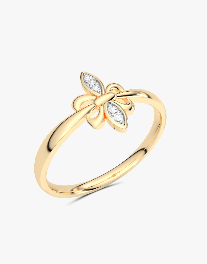 Złoty pierścionek motyl z błyszczącymi diamentami dla eleganckich stylizacji