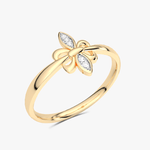 Złoty pierścionek motyl z błyszczącymi diamentami dla eleganckich stylizacji