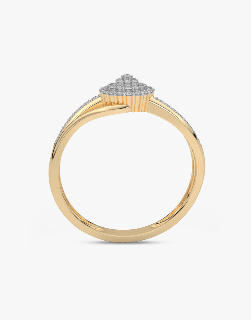 Złoty pierścionek z brylantami o wyjątkowym designie z eleganckim wykończeniem