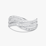 Srebrny pierścionek falisty z brylantami, idealny prezent od Venetia Jewels - złoty pierścionek z brylantami