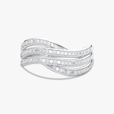 Srebrny pierścionek falisty z brylantami, idealny prezent od Venetia Jewels - złoty pierścionek z brylantami