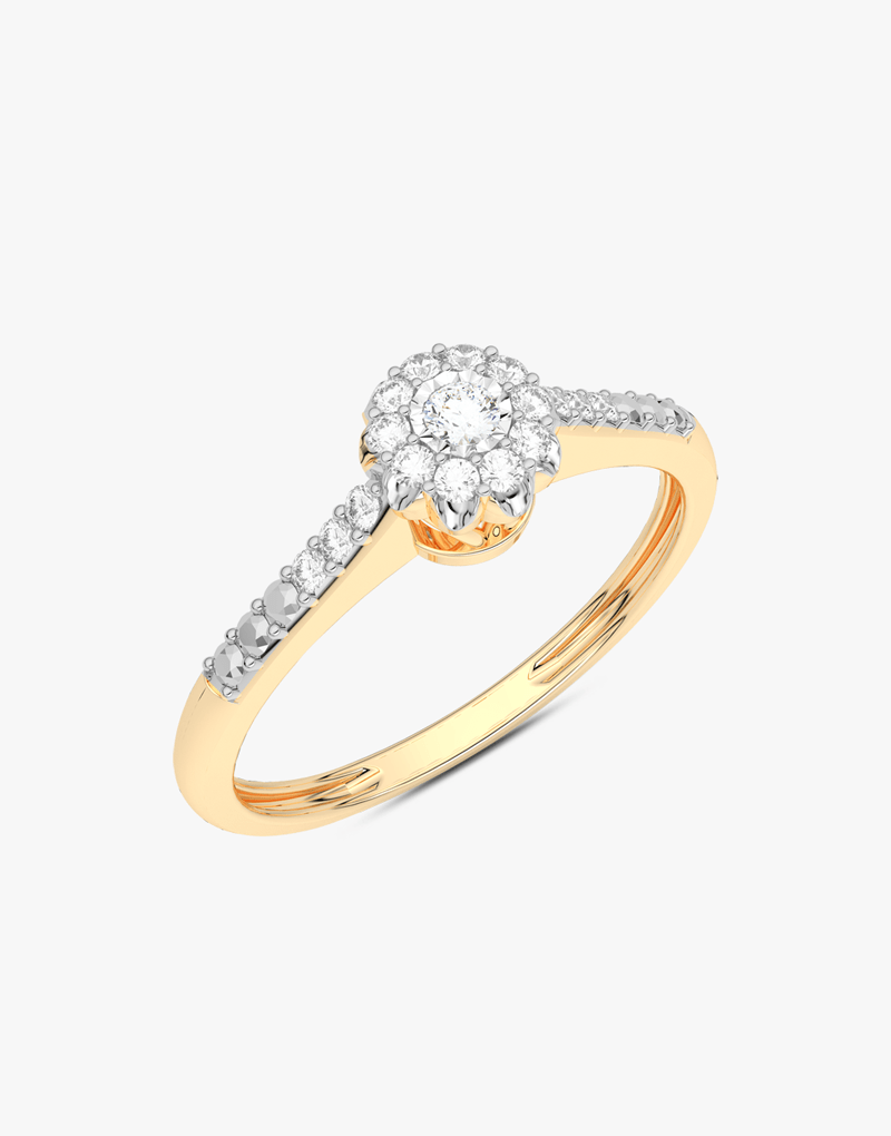 Złoty pierścionek z brylantami od Venetia Jewels z okrągłym diamentowym żarnikiem i delikatnymi detalami
