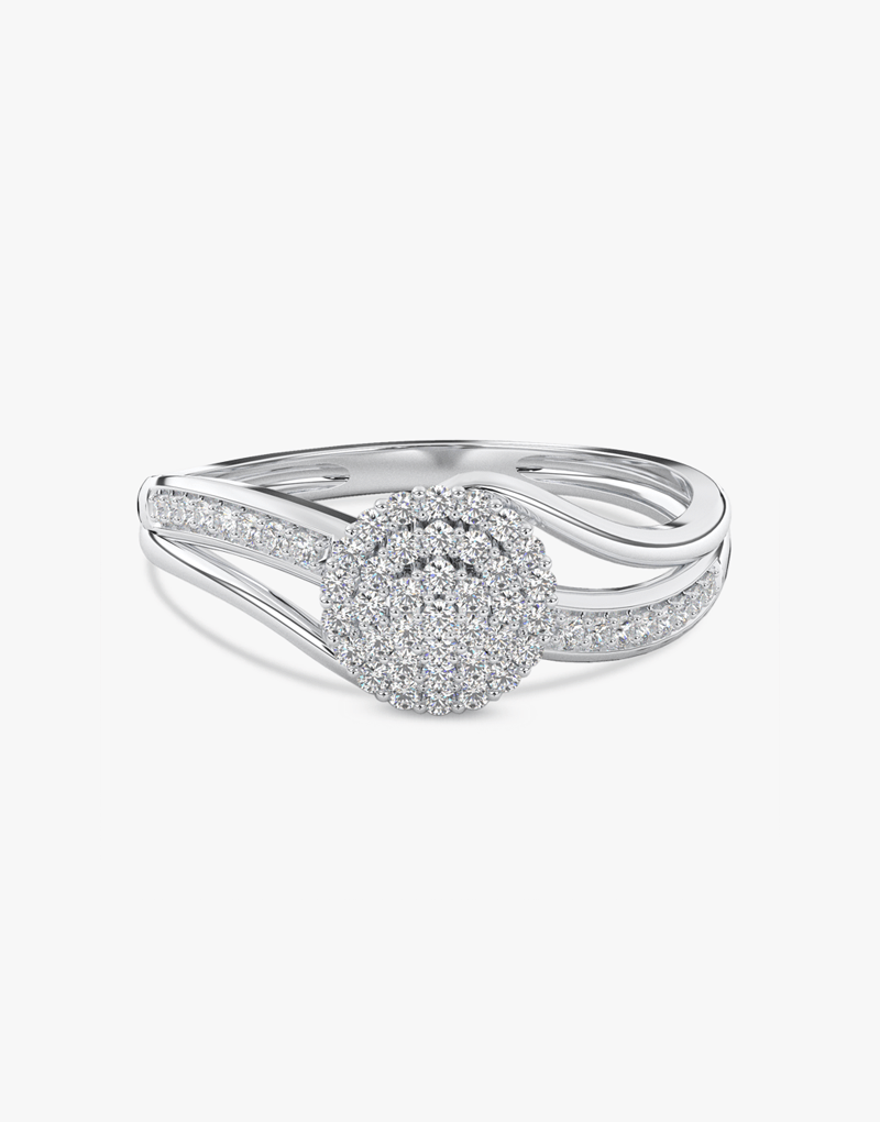 Piękny złoty pierścionek z brylantami od Venetia Jewels z delikatnym wzornictwem