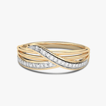 Złoty pierścionek z brylantami o nowoczesnym splocie, idealny na wyjątkowe okazje