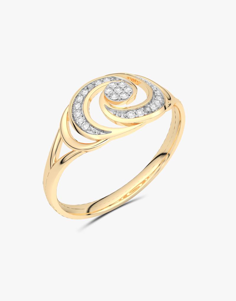 Złoty pierścionek z brylantami o nowoczesnym wzornictwie, idealny na specjalne okazje