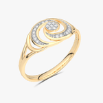 Złoty pierścionek z brylantami o nowoczesnym wzornictwie, idealny na specjalne okazje