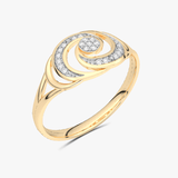 Złoty pierścionek z brylantami o nowoczesnym wzornictwie, idealny na specjalne okazje