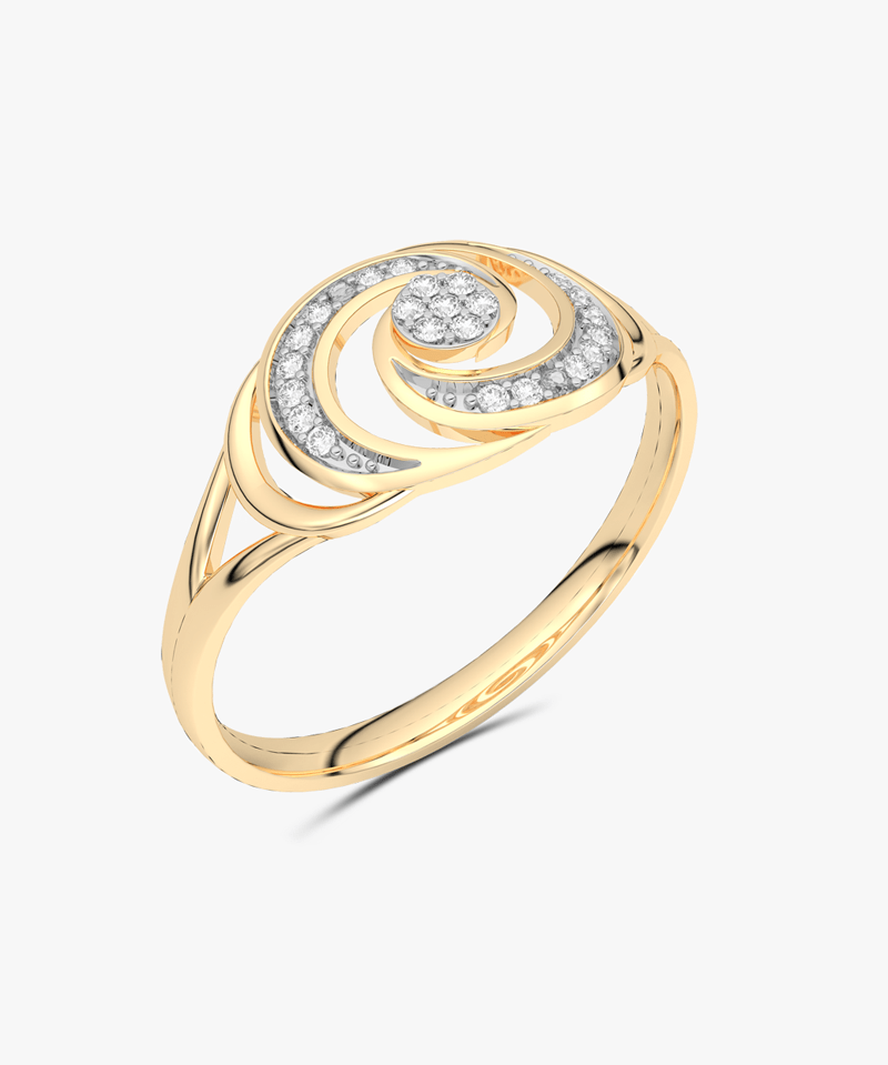 Złoty pierścionek z brylantami o nowoczesnym wzornictwie, idealny na specjalne okazje