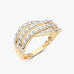 Złoty pierścionek z brylantami od Venetia Jewels z eleganckim wzorem wielowarstwowym