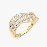 Złoty pierścionek z brylantami od Venetia Jewels z eleganckim wzorem wielowarstwowym