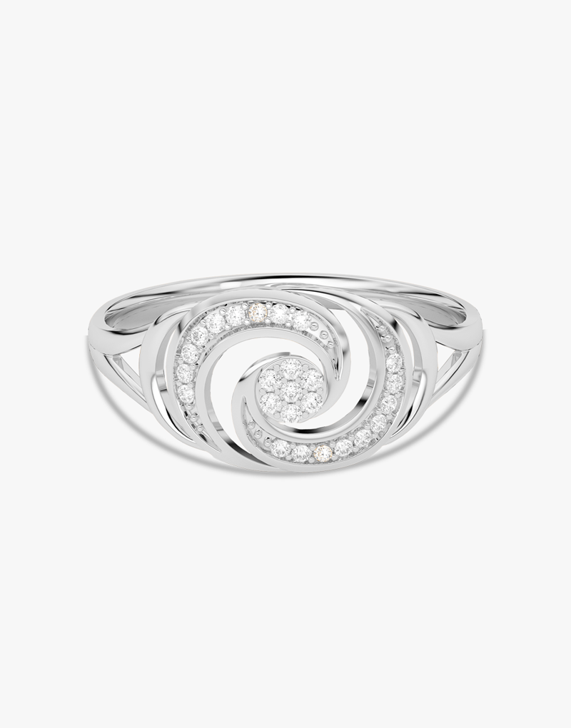 Złoty pierścionek z brylantami w eleganckim, spiralnym wzorze od Venetia Jewels