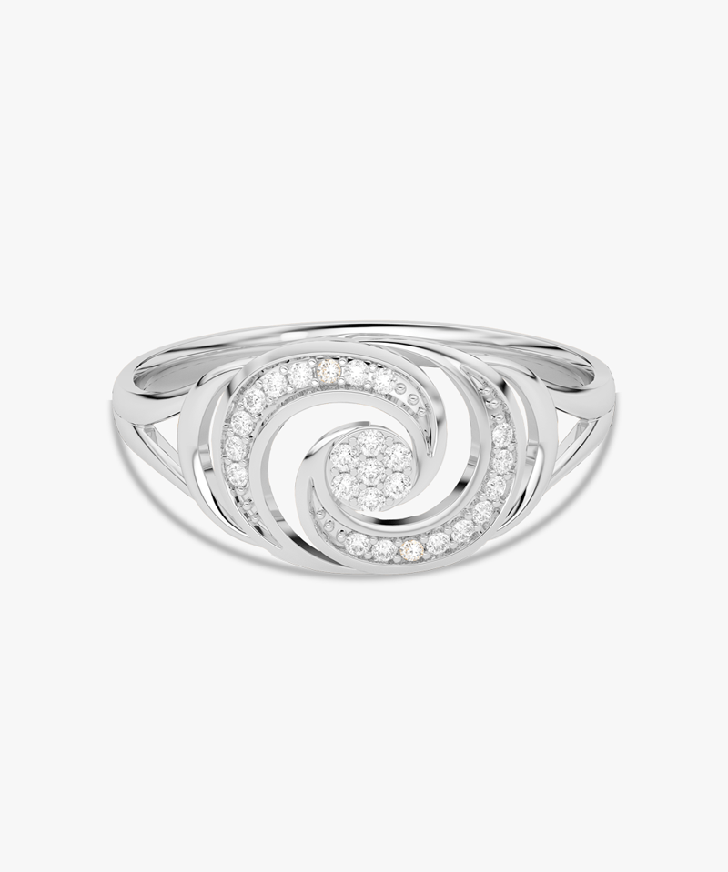 Złoty pierścionek z brylantami w eleganckim, spiralnym wzorze od Venetia Jewels