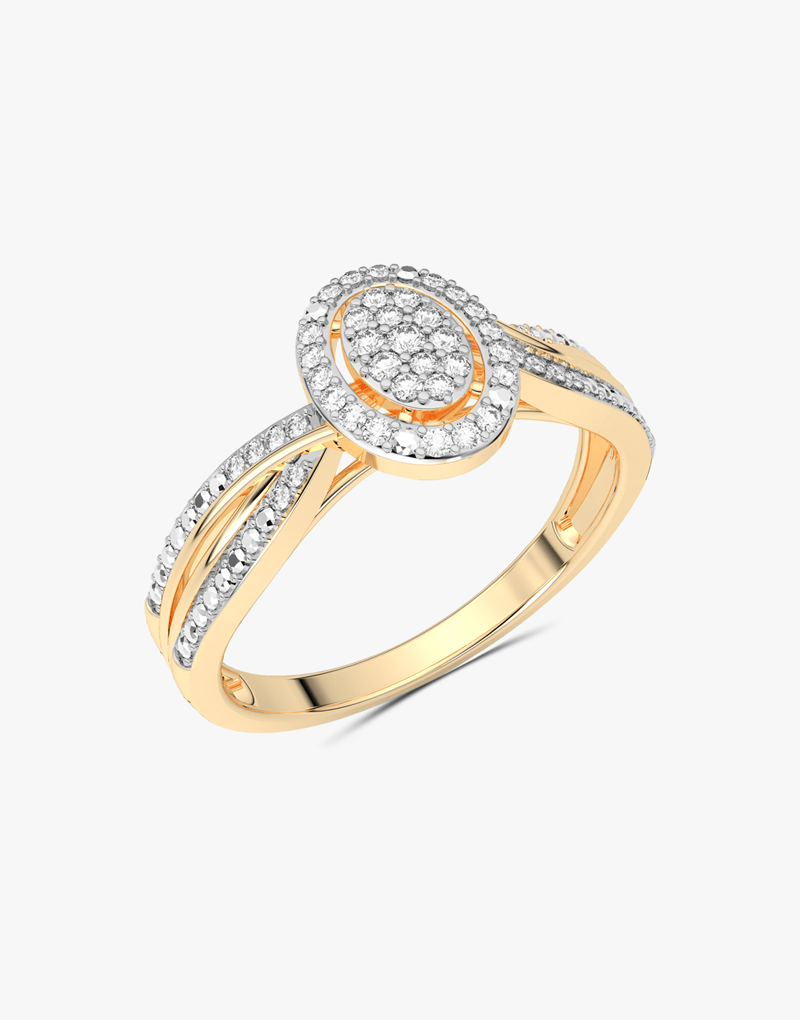 Złoty Pierścionek z Brylantami o eleganckim wzornictwie z ozdobnym szlifie