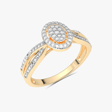 Złoty Pierścionek z Brylantami o eleganckim wzornictwie z ozdobnym szlifie