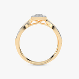 Złoty Pierścionek z Brylantami w eleganckiej oprawie z delikatnymi detalami