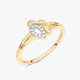 Złoty pierścionek z brylantami z delikatnym wzorem w kształcie kropli