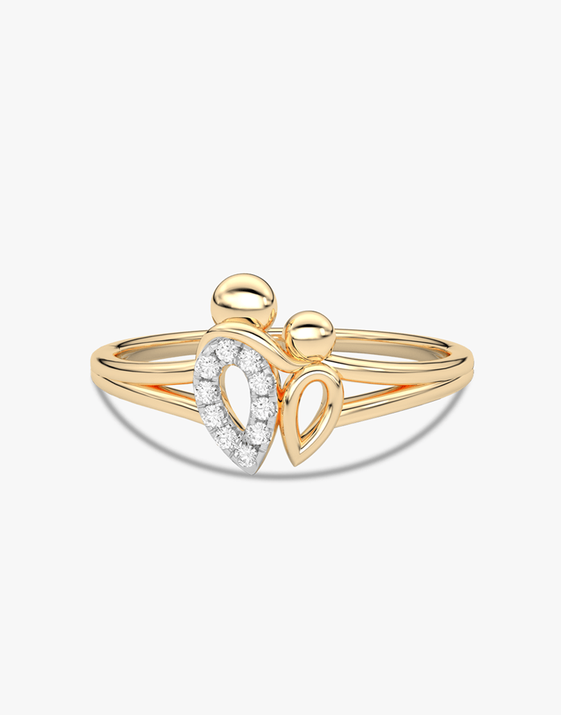 Złoty pierścionek z brylantami z delikatnym wzorem w serca od Venetia Jewels