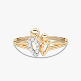 Złoty pierścionek z brylantami z delikatnym wzorem w serca od Venetia Jewels