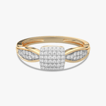 Złoty pierścionek Venetia Jewels z diamentowym wzorem w kształcie kwadratu