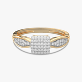 Złoty pierścionek Venetia Jewels z diamentowym wzorem w kształcie kwadratu