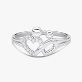 Elegancki pierścionek złoty serce 585 z diamentami w kształcie nieskończoności