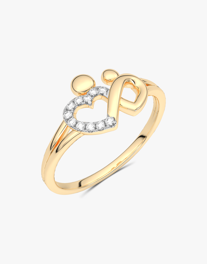 Złoty pierścionek serce 585 z diamentami w kształcie nieskończoności, elegancka biżuteria od Venetia Jewels