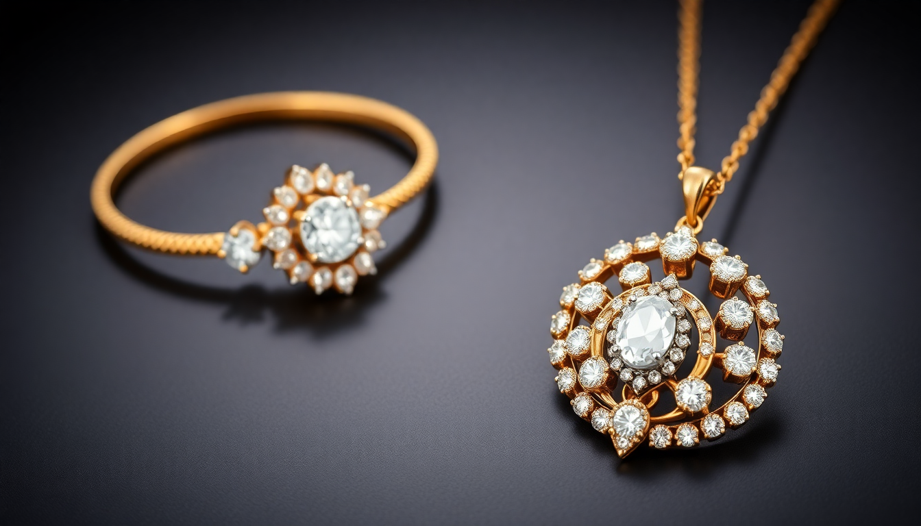 14k gold jewellery and 18k gold jewellery with diamonds