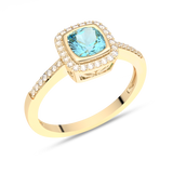 Pierścionek z Niebieskim Topazem i Brylantami