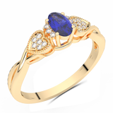 Pierścionek z Brylantowymi Sercami i Szafirem