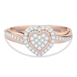 Ring in the shape of a heart with diamonds