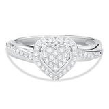 Ring in the shape of a heart with diamonds