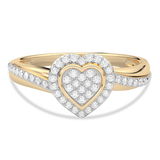 Ring in the shape of a heart with diamonds