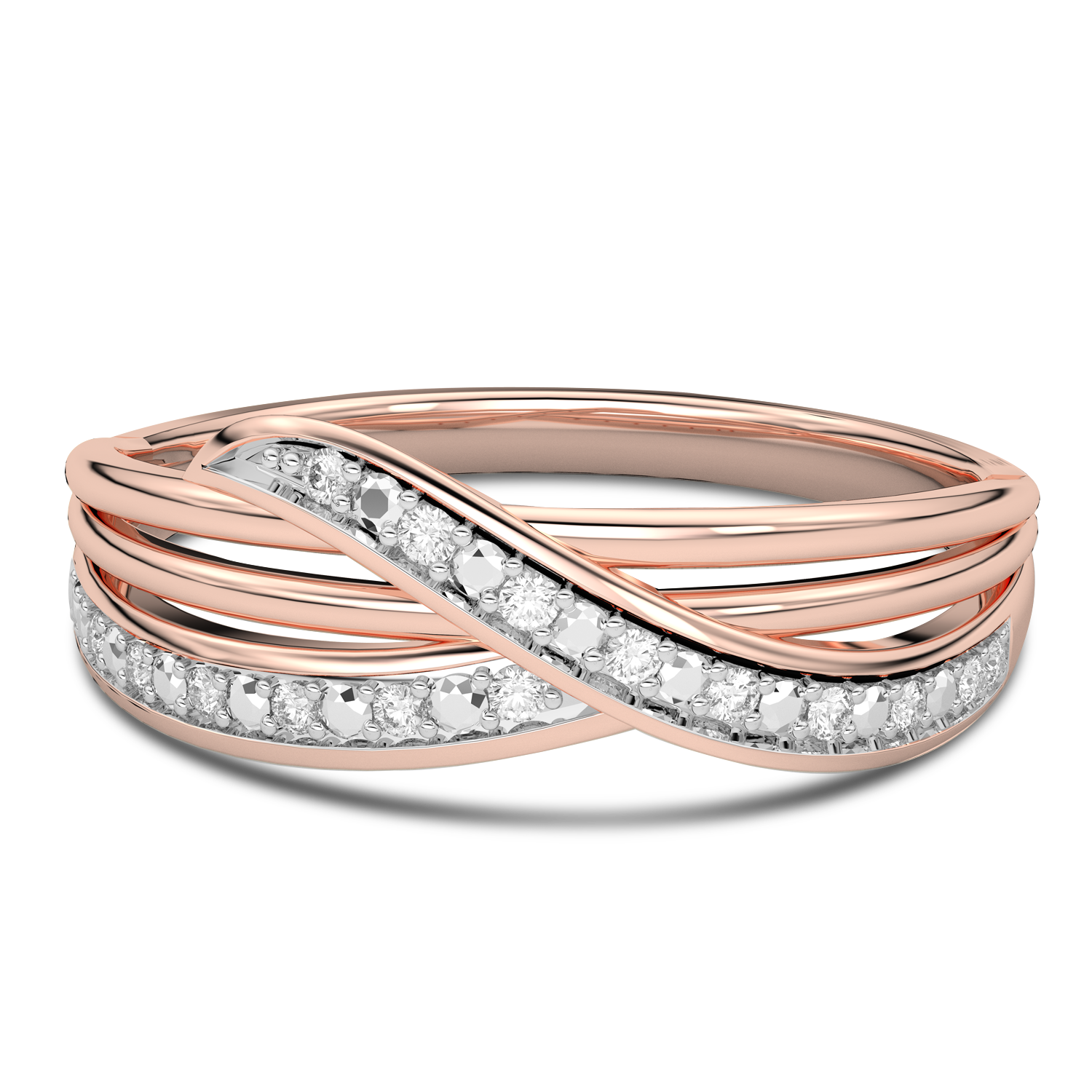 Intertwined Ring with Diamonds