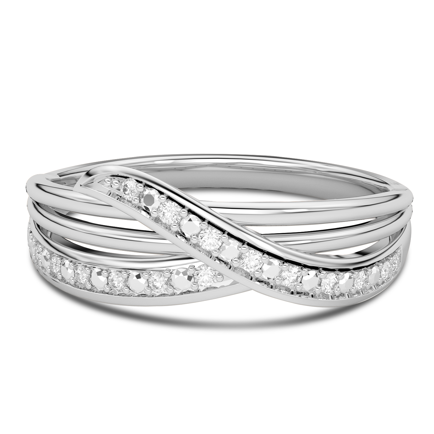 Intertwined Ring with Diamonds