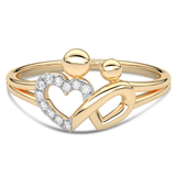 Gold heart ring with diamonds