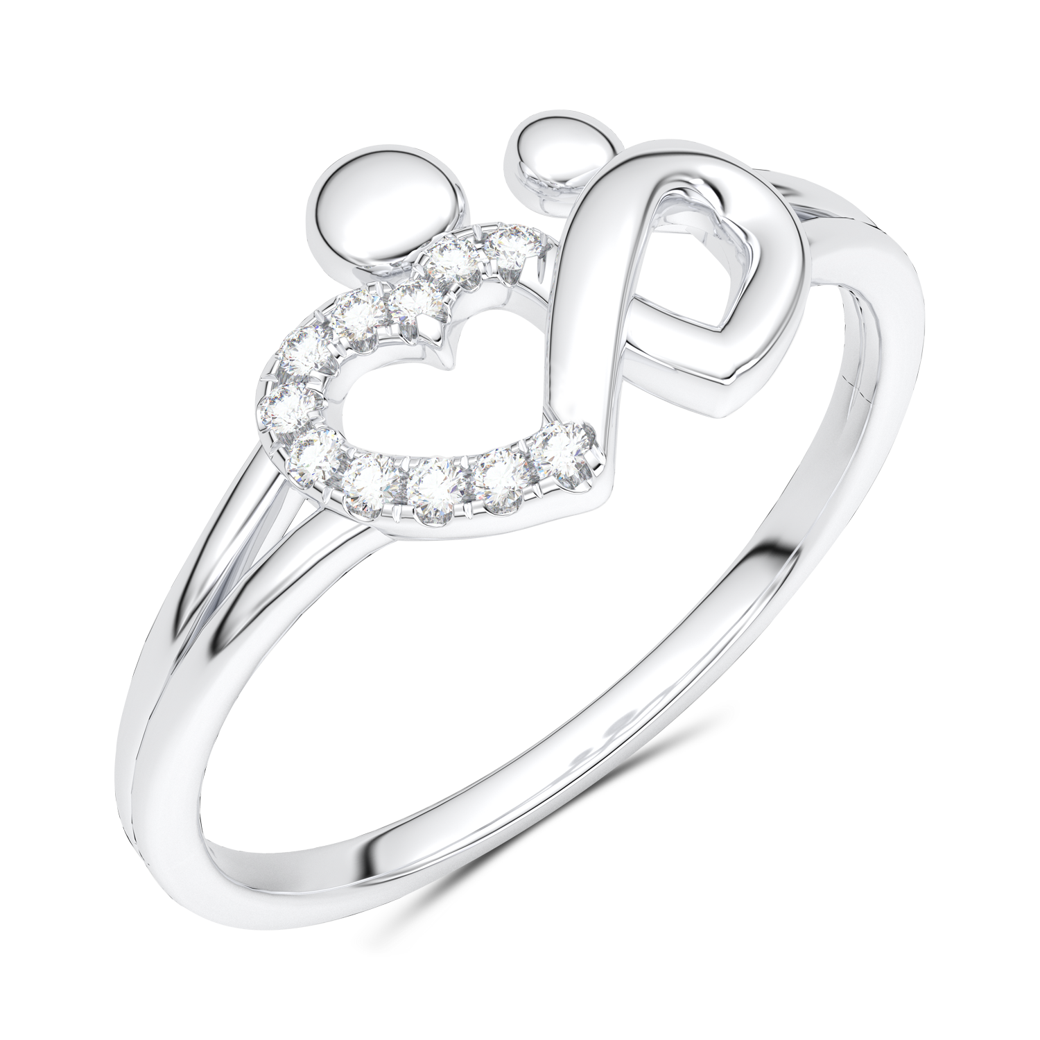 Gold heart ring with diamonds