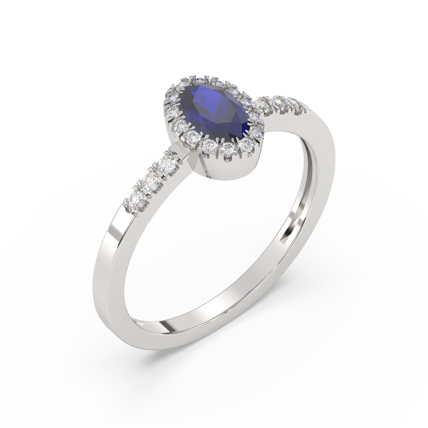 Pierścionek z Niebieskim Szafirem i Brylantami