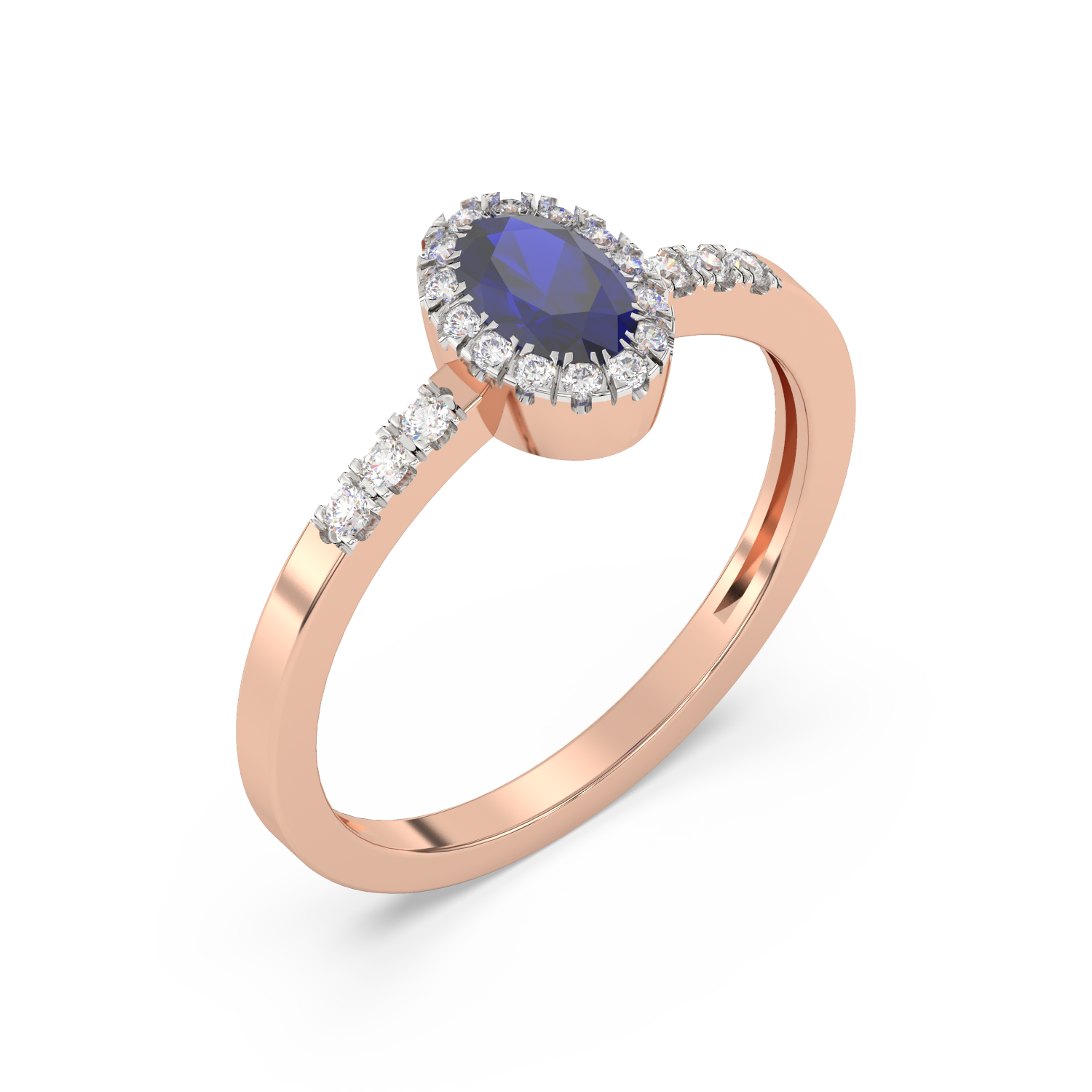 Pierścionek z Niebieskim Szafirem i Brylantami