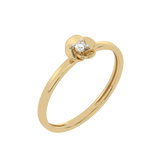 Gold Ring with Floral Motif and Diamond 