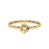 Gold Ring with Floral Motif and Diamond 
