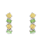 Złote kolczyki z granatami, spessartytami i brylantami